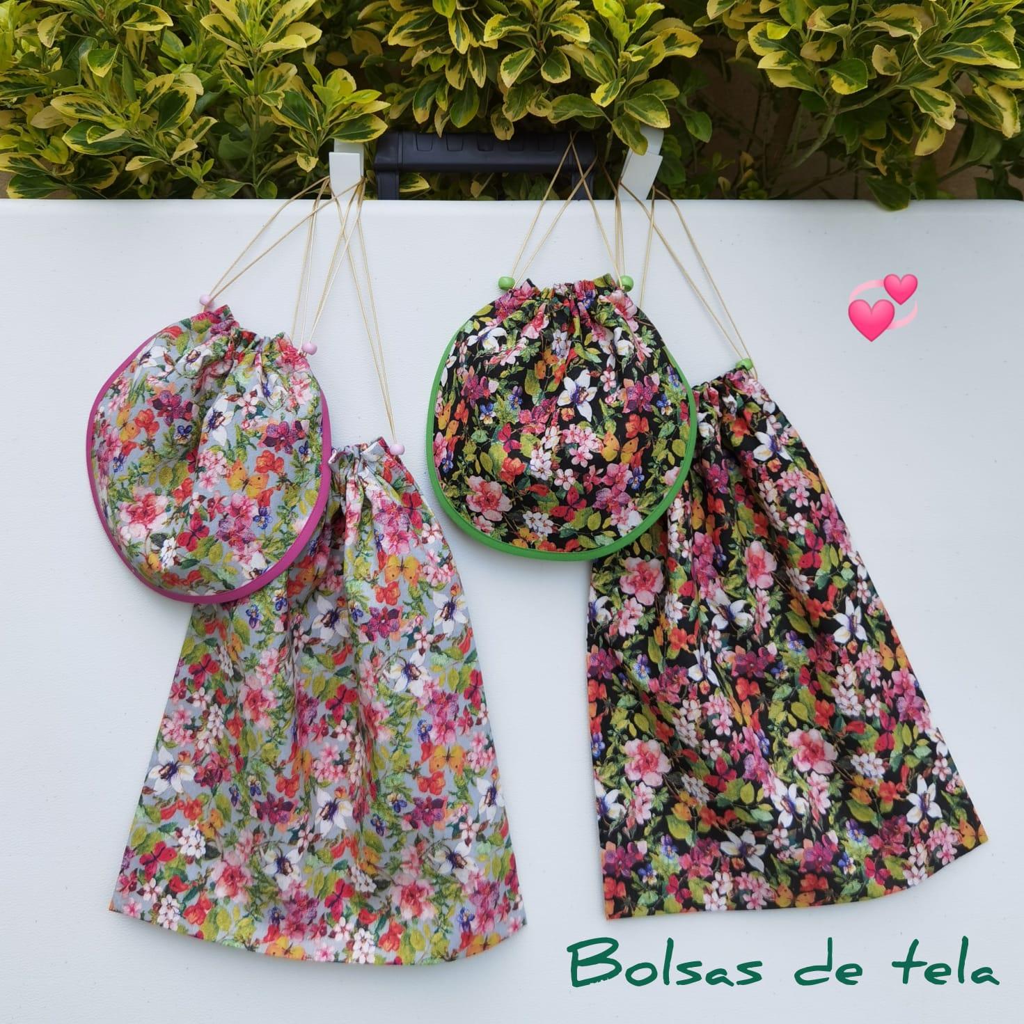 Bolsas de tela de flores circulares y rectangulares