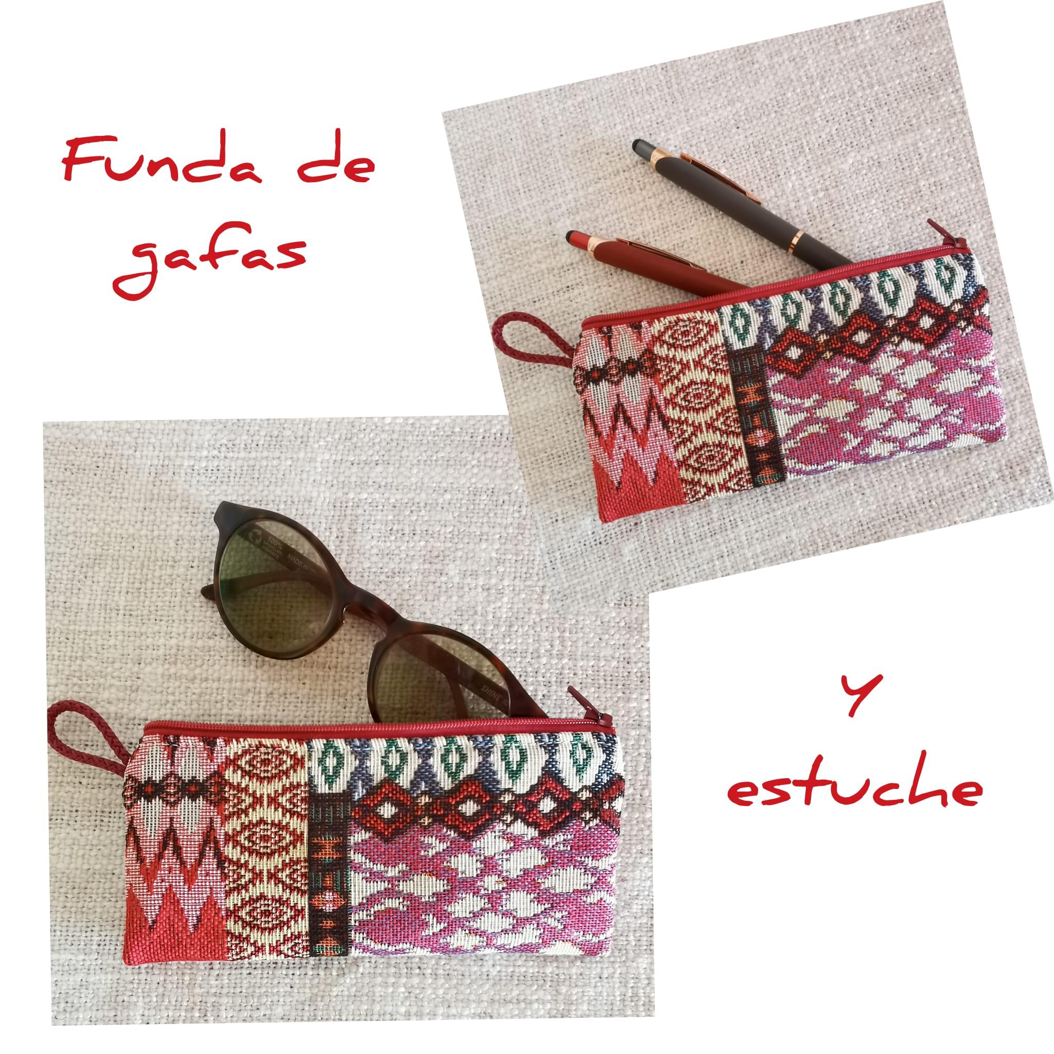 Funda de gafas y estuche de gobelino de patchworks