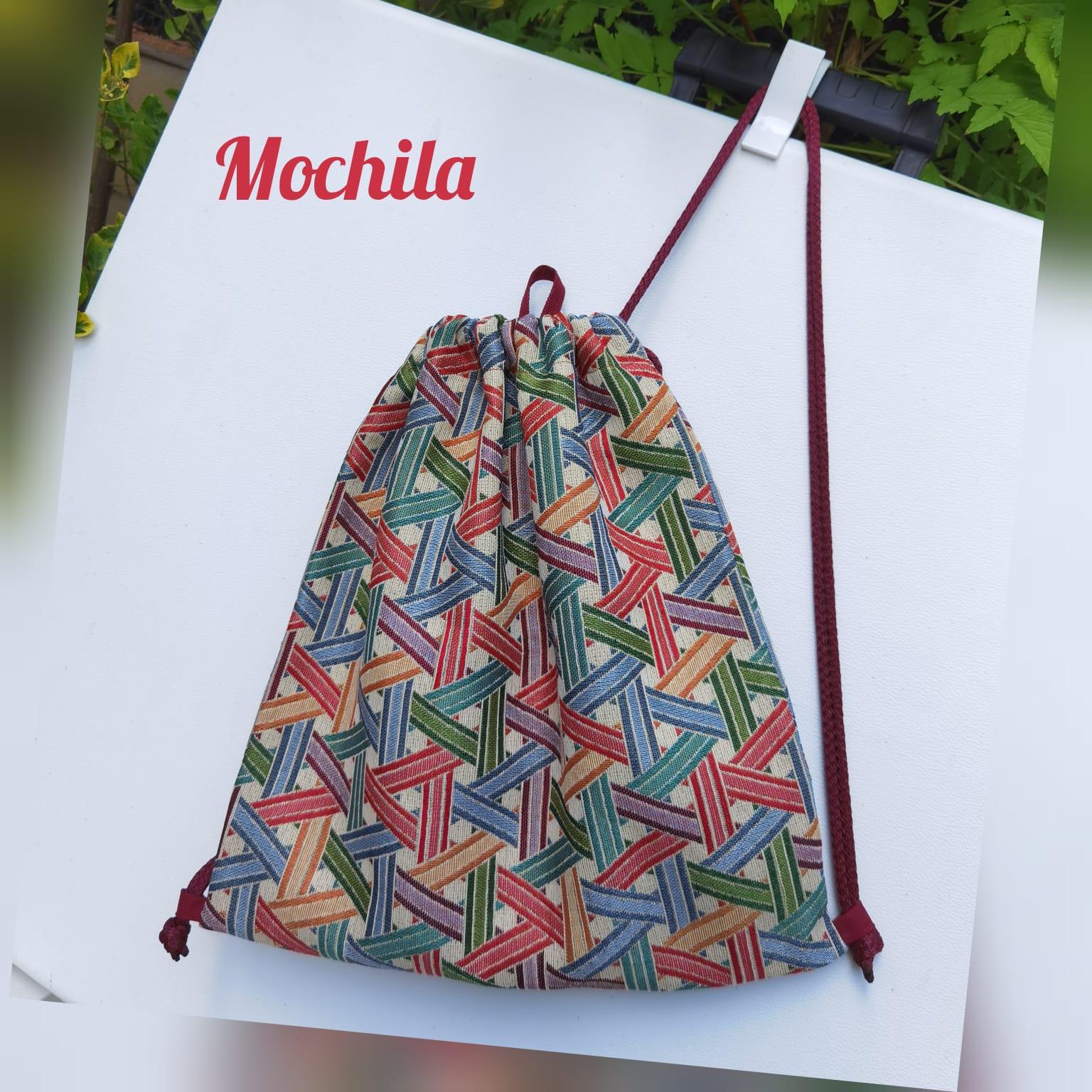 Mochila de tejido gobelino de cintas cruzadas