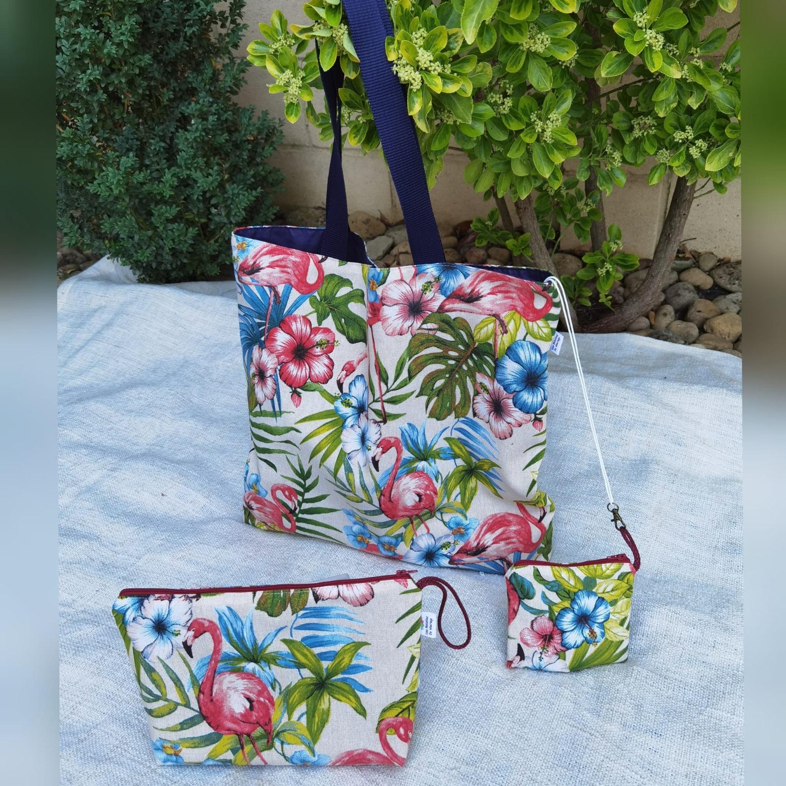 Bolsa de costado de plantas y flamencos